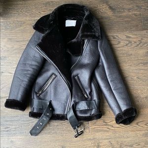 Zara black faux shearling jacket Size Small